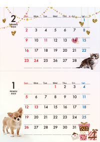 ECO壁掛け2ヶ月カレンダー印刷（タンザック）（8ページ）