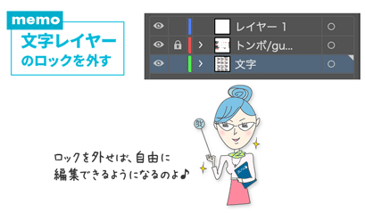 中綴じ冊子カレンダーA6B7サイズ16Pテンプレート：文字レイヤーのロックを外す