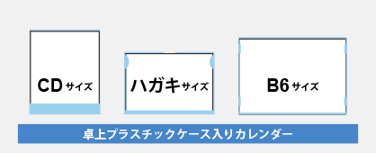 卓上カレンダーサイズ一覧（卓上プラスチックケース入りカレンダー）