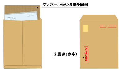 封筒には赤字で「折り曲げ厳禁」と記載