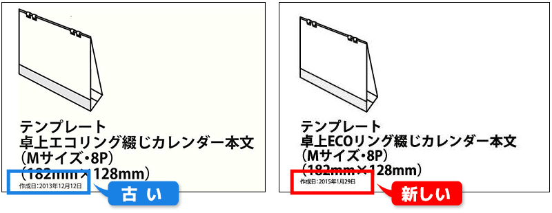 テンプレートの日付の図